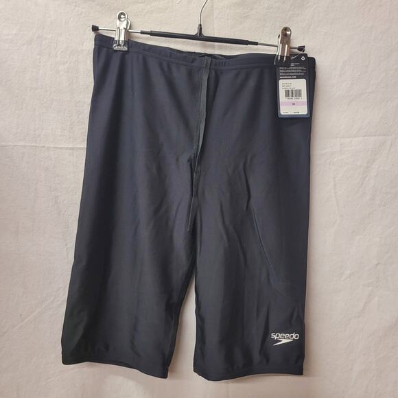 Speedo Men's Swimsuit Jammer Edurance Solid Black Competition Swimwear 32 - Picture 2 of 4